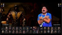 Maradona juga terlempar ke dunia game Mortal Kombat. Meme ini sedang menghadapkannya dengan karakter Scorpion. (Foto: Internet)