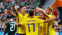 Tambahan tiga poin membuat Swedia finis teratas grup dengan enam poin. Meksiko ada di posisi runner-up dengan poin yang sama, namun kalah selisih gol. REUTERS/Jason Cairnduff.
