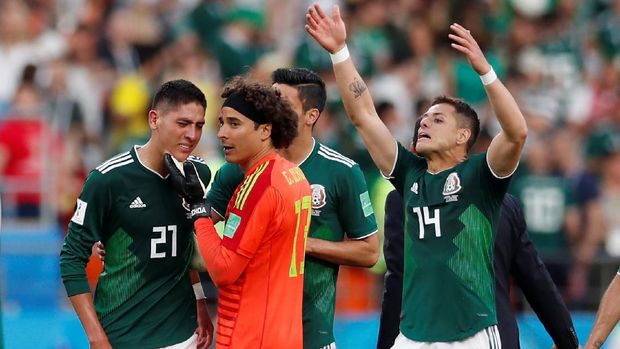 Meksiko lolos dramatis ke babak 16 besar Piala Dunia 2018.