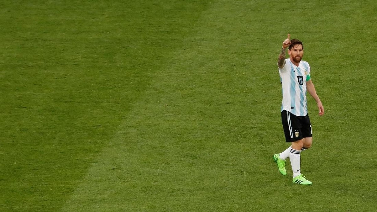 Lionel Messi merayakan gol Argentina ke gawang Nigeria. (Foto: Lee Smith/Reuters)
