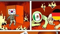 Begini ilustrasinya saat Korsel menyelamatkan Meksiko di Piala Dunia 2018. (Foto: Twitter @OficiaLadypizza)
