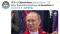 Tak ayal, Kawashima langsung menuai pujian. Presiden Rusia Vladimir Putin sampai diibaratkan memberi tepuk tangan untuknya. (Foto: Twitter @neotsubasa)