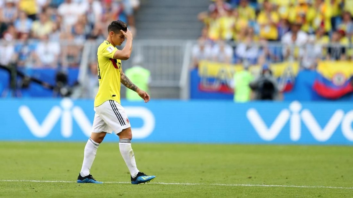 James Rodriguez di salah satu laga Piala Dunia 2018. (Foto: Michael Steele/Getty Images)