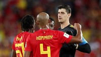 Para pemain Belgia merayakan kemenangan mereka. REUTERS/Marko Djurica.