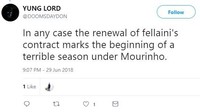Keputusan Mourinho untuk terus mempertahankan Fellaini bisa jadi musim yang bahaya untuk MU. (Foto: Twitter)