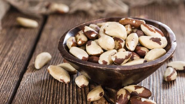 Portion of healthy Brazil Nuts as detailed close-up shot)