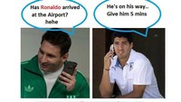 Messi disebut-sebut meminta Luis Suarez, pemain Uruguay, untuk juga memulangkan Ronaldo dari Piala Dunia 2018. Suarez memang berperan penting saat Uruguay mengalahkan Portugal 2-1, di mana ia mencetak satu assist untuk gol Edinson Cavani. (Foto: Twitter @GameYetu)