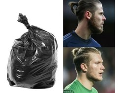 Sampai gaya rambut Karius pun ikut disinggung. Kebetulan De Gea dan Karius punya gaya kuncir serupa. Meme ini menyamakannya bak tumpukan sampah, mengacu pada penampilan buruk mereka. (Foto: Internet/9gag)