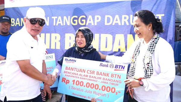 BTN dan Menteri Rini Bantu Borban Banjir Banyuwangi