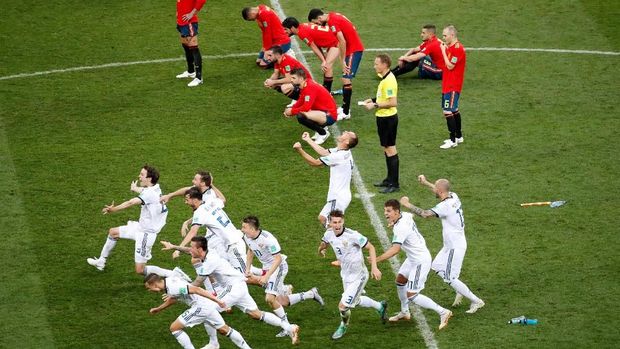 Spanyol ketika gagal adu penalti melawan Rusia di 16 Besar Piala Dunia 2018.
