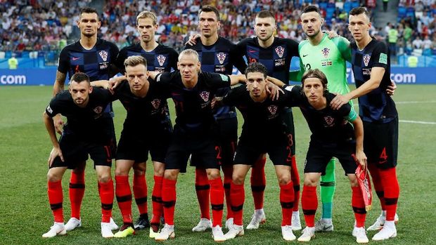 Timnas Kroasia saat melawan Denmark di babak 16 besar Piala Dunia 2018.