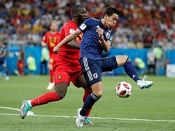 Pertandingan berjalan sengit di babak pertama. Meski tertekan, Jepang kerap mampu mengancam pertahanan Belgia. (Foto: Jorge Silva/Reuters)