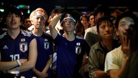 Laga pertandingan antara Jepang vs Belgia di Rostov Arena, Selasa (03/7/2018) dinihari menghentikan langkah Tim Samurai Biru untuk terus melaju menjadi juara Piala Dunia 2018. Meski sempat unggul di babak awal, keburuntungan sedang tak berpihak pada Jepang. Issei Kato/Reuters.