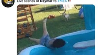 Ada yang pernah lihat video bocah di atas? Seperti itu mungkin gaya berguling-gulingnya Neymar. (Twitter @101greatgoals)