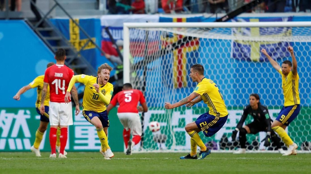 Menang Tipis atas Swiss, Swedia Melangkah ke Perempatfinal. (Foto: Lee Smith/Reuters)