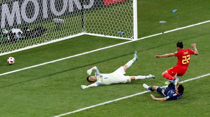 Nacer Chadli menjadi pencetak gol penentu kemenangan Belgia atas Jepang melalui skema serangan balik yang brilian (Murad Sezer/REUTERS) Nacer Chadli menjadi pencetak gol penentu kemenangan Belgia atas Jepang melalui skema serangan balik yang brilian (Murad Sezer/REUTERS)