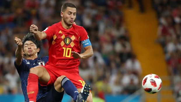 Eden Hazard di laga Belgia vs Jepang.