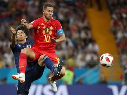 Eden Hazard menjadi man of the match kemenangan Belgia atas Jepang di 16 besar lewat performanya. Selain 1 assist, Hazard juga membuat 5 operan kunci, 5 dribble sukses, dan melepas 3 tembakan (1 kena tiang). (Foto: Marko Djurica /Reuters)
