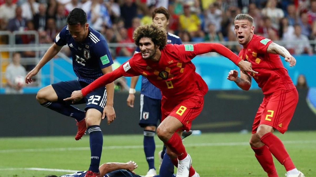 Timnas Belgia comeback untuk menaklukkan Jepang 3-2. (Foto: Sergio Perez/REUTERS)