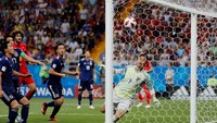 Belgia baru bisa memperkecil ketertinggalan di menit ke-70. Jan Vertonghen menanduk bola ke tiang jauh dari hasil sapuan pemain lawang yang tak sempurna. (Foto: Toru Hanai/Reuters)