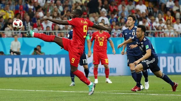 Romelu Lukaku gagal mencetak gol saat Belgia mengalahkan Jepang.