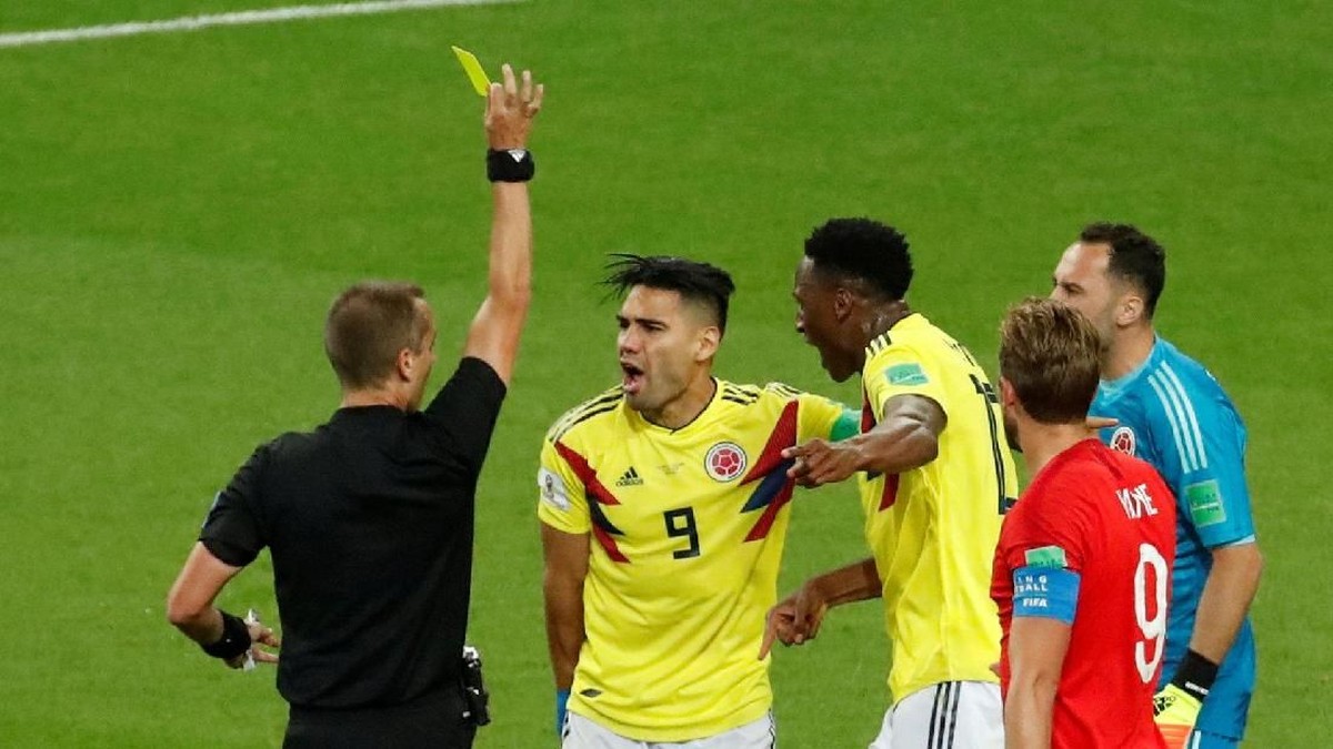 Timnas Kolombia di laga melawan Inggris di Piala Dunia 2018. (Foto: Christian Hartmann/Reuters)