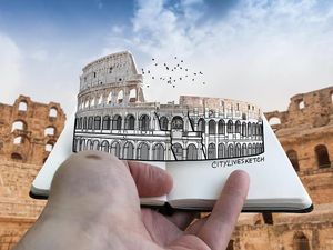 Kreatif! Traveler Ini Gabungkan Coretan & Landmark Dunia