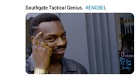 Semua itu karena Inggris jadi runner up Grup G. Jika jadi juara grup, maka Inggris akan menghadapi tim berat seperti Jepang dan Brasil. Jenius kan, Southgate? (Foto: Twitter @ClinicalLedson)