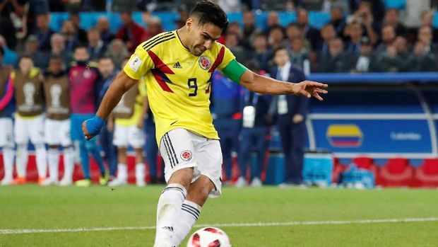 Pemain timnas Kolombia Radamel Falcao dalam pertandingan melawan Inggris.