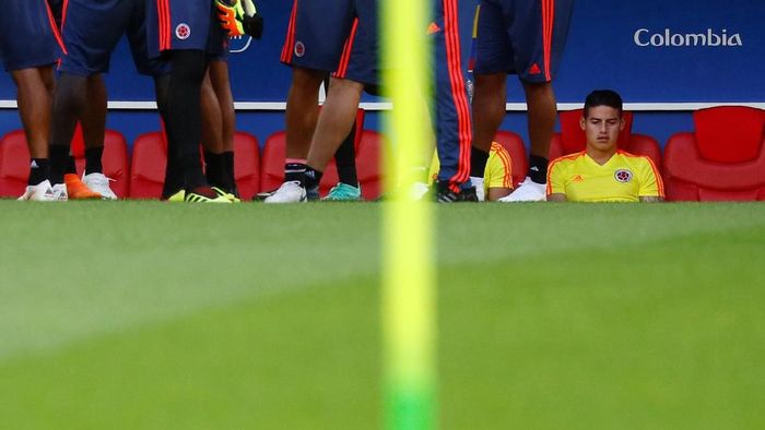 James Rodriguez diganggu cedera di sepanjang Piala Dunia 2018. (Foto: Kai Pfaffenbach/Reuters) James Rodriguez diganggu cedera di sepanjang Piala Dunia 2018. (Foto: Kai Pfaffenbach/Reuters)