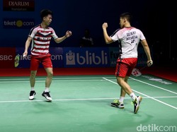 Kevin/Marcus Singkirkan Ahsan/Hendra di Babak Pertama Indonesia Open