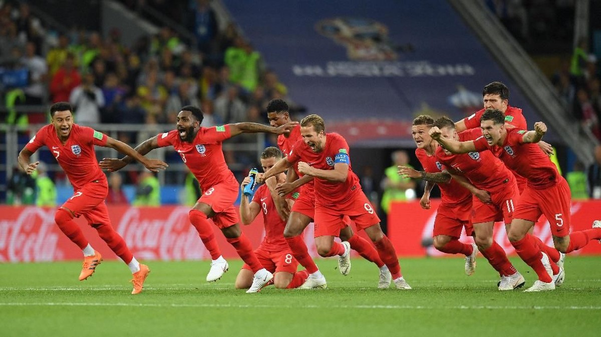 Inggris lolos ke perempatfinal Piala Dunia 2018 setelah mengalahkan Kolombia lewat adu penalti (Foto: Matthias Hangst/Getty Images)