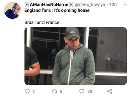 Namun yang harus diingat masih ada tim kuat di Piala Dunia 2018 seperti Brasil dan Prancis. Jadi, jangan senang dulu ya Inggris. (Foto: Twitter @cesc_luwaya)