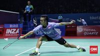 Anthony Sinisuka Ginting saat tampil di Indonesia Open 2019. (