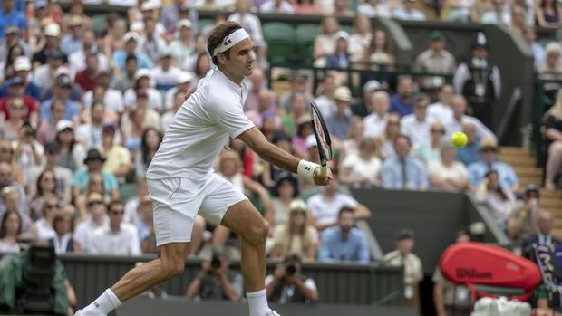 Roger Federer belum menelan kekalahan di Wimbledon 2018.