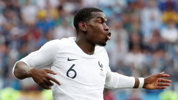 Pemain timnas Prancis Paul Pogba dalam laga melawan Uruguay.