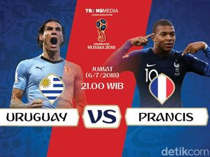 Live Report Piala Dunia 2018: Uruguay vs Prancis