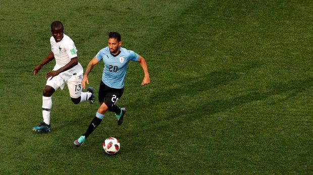 Prancis sempat membiarkan Uruguay menguasai bola di laga perempat final.