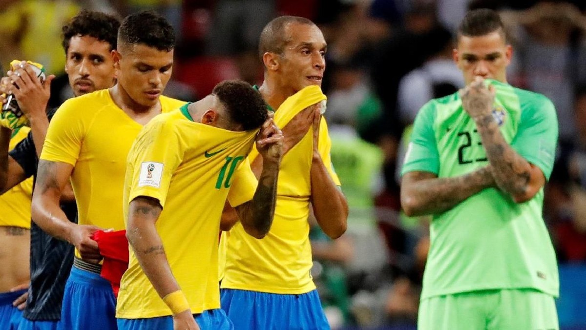 Dijagokan juara, Brasil cuma sampai perempatfinal di Piala Dunia 2018. (Foto: Toru Hanai/Reuters)