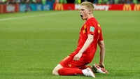 Diplot sebagai penyerang sayap saat Belgia melawan Brasil, Kevin De Bruyne bisa menunaikan tugasnya dengan bagus. Dia menyumbang satu gol.(Foto: John Sibley/Reuters)