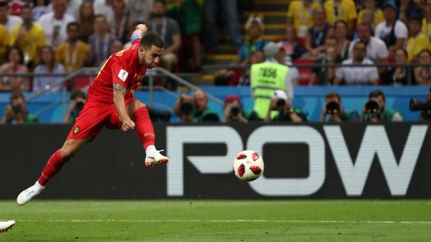 Eden Hazard dalam performa apik di Piala Dunia 2018.