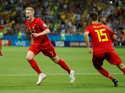 Kevin De Bruyne merupakan otak serangan Belgia. Pemain asal City itu sudah membukukan satu gol, yang dicetak ke gawang Brasil. (Foto: John Sibley/Reuters)