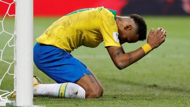 Neymar dan kawan-kawan disingkirkan Belgia di perempat final Piala Dunia 2018. (