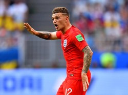 Keiran Trippier menjadi salah satu senjata Inggris, utamanya untuk mengeksekusi bola mati. Dia sudah tampil 370 menit, bek Tottenham Hotspur itu menyumbangkan sebiji assist. (Foto: Dylan Martinez/Reuters)