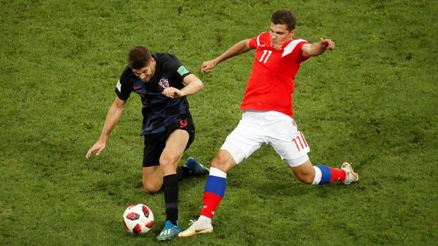 Andrej Kramaric mampu membuat panik pertahanan Rusia. (