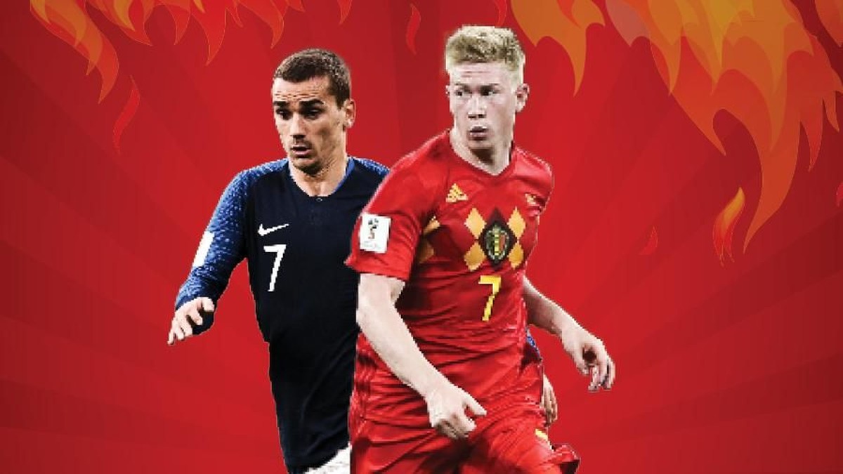 Prancis akan menghadapi Belgia di semifinal Piala Dunia 2018 (Foto: dok. Desain Grafis)