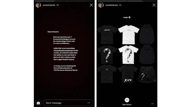 Pernak-pernik yang dijual untuk mengenang mendiang rapper XXXTENTACION.