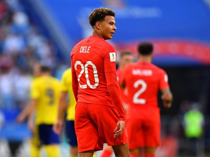 Soccer Football - World Cup - Quarter Final - Sweden vs England - Samara Arena, Samara, Russia - July 7, 2018  England's Dele Alli celebrates scoring their second goal       REUTERS/Dylan Martinez