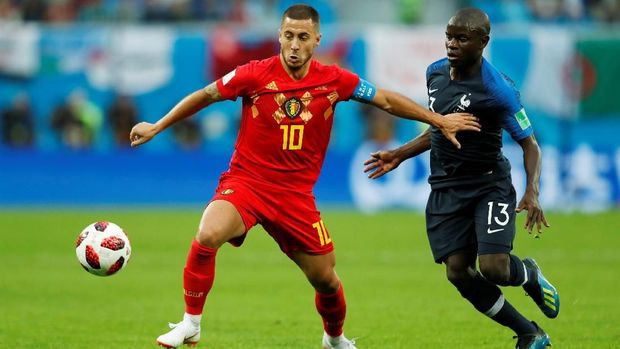 Timnas Belgia memiliki sebagian besar pemain yang berkarier di Inggris, salah satunya Eden Hazard.