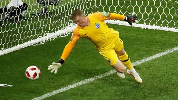 Jordan Pickford tampil impresif bersama timnas Inggris di Piala Dunia 2018.